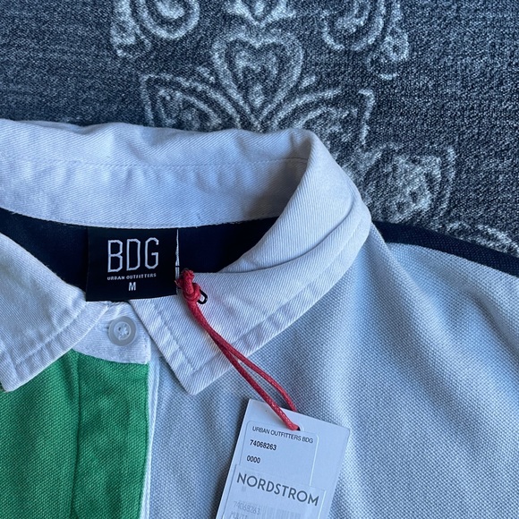BDG Urban Outfitters Crest Spliced Oversize Polo Shirt Size Medium - Picture 6 of 9